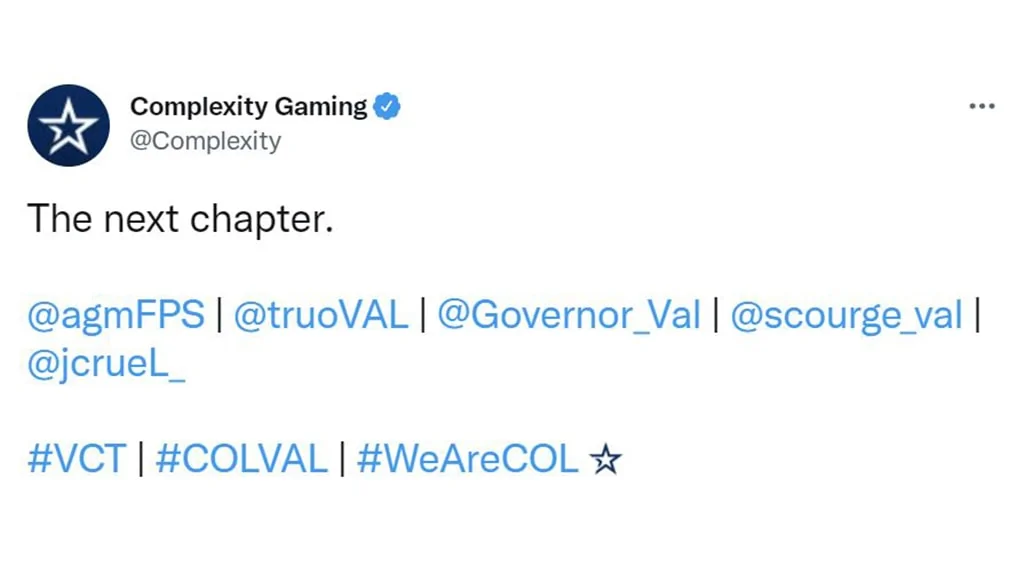 Complexity Gaming announces new Valorant roster