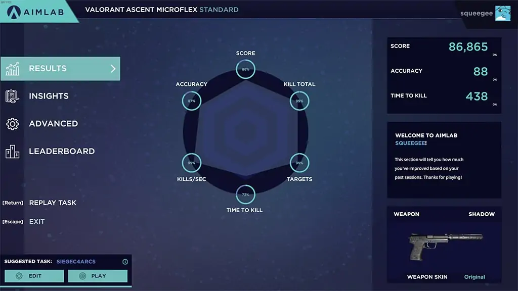 Aim Lab aim trainer score