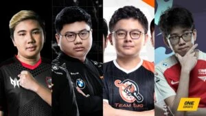 DPC SEA Winter Regional Finals featuring BOOM's Yopaj, Fnatic's Armel, SMG's MidOne, and T1's Kuku