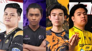 MSC 2022, RRQ Hoshi's Albert "Alberttt" Neilsen Iskandar, Todak's Idreen Bin "Moon" Abdul Jamal. Orange Esports' Valenz" and ONIC Esports' Adriand Larsen "Drian" Wong