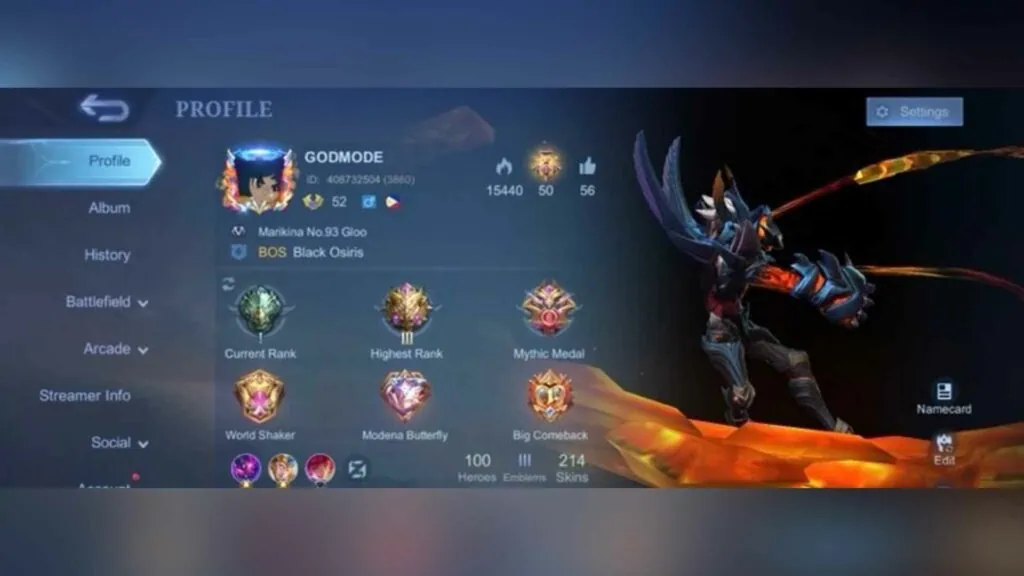 Mobile Legends: Bang Bang new profile page