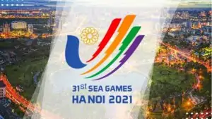 31st SEA Games logo with the backdrop of Hanoi, Vietnam