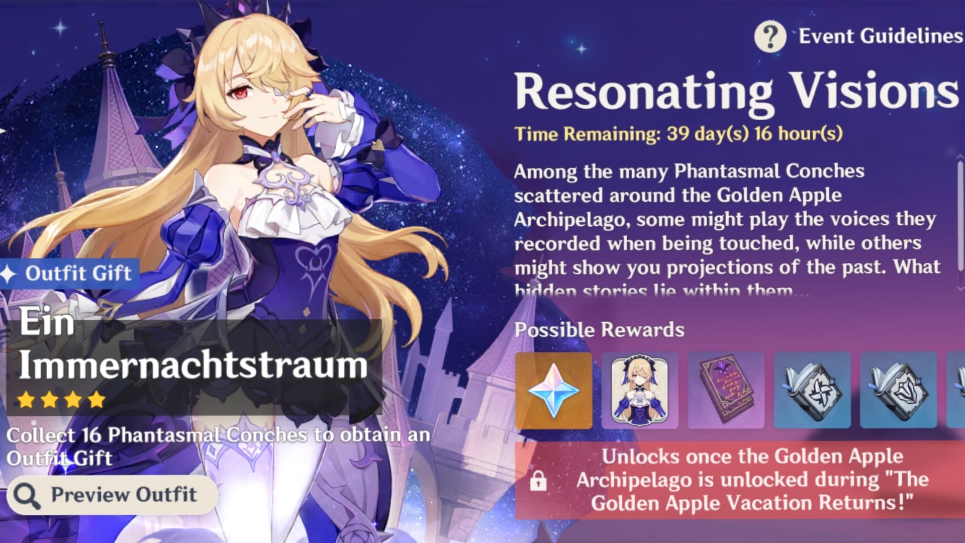 skin Genshin Impact gratis 'Ein Immernachtstraum'