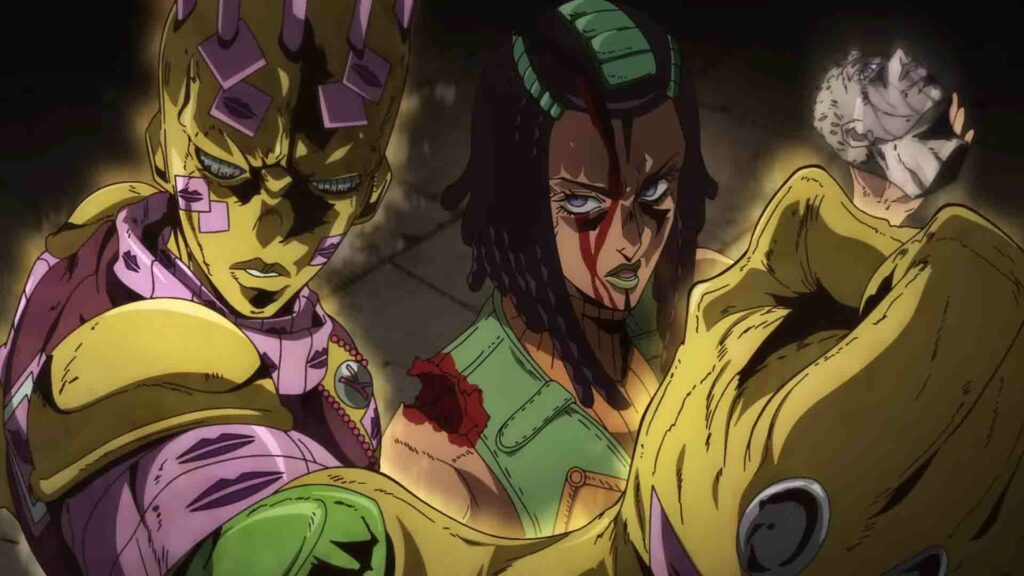 Ermes Costello and her stand Kiss in the JoJo Stone Ocean anime