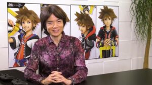 Masahiro Sakurai during the reveal of Sora for SSBU