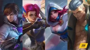 Mobile Legends: Bang Bang heroes Gusion, Lesley, Natalia, and Fredrinn