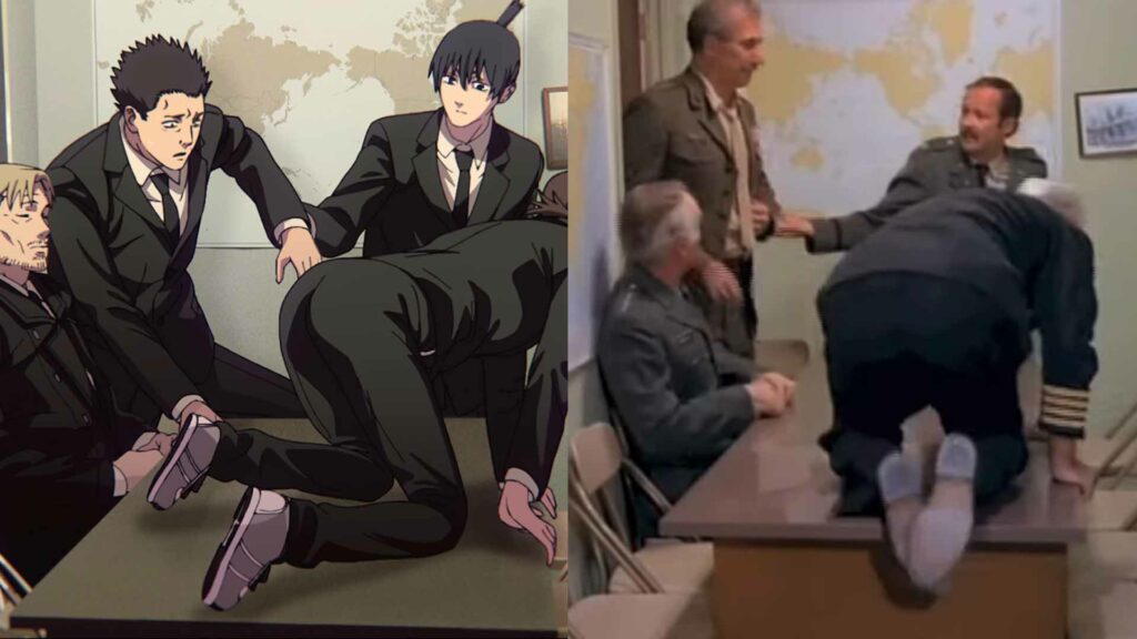 Chainsaw Man anime reference of Attack of the Killer Tomatoes