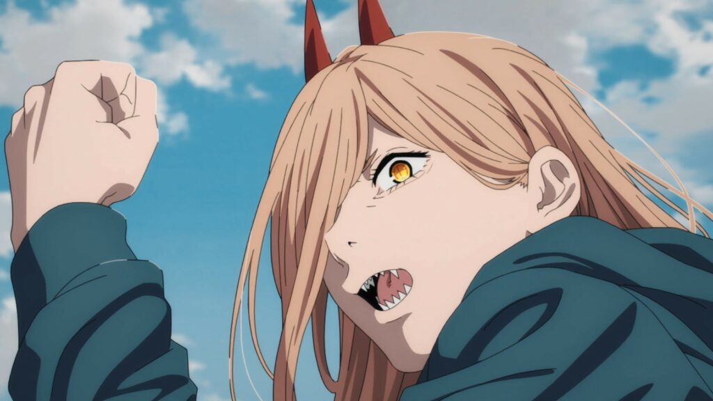Power raising her fist in Chainsaw Man
