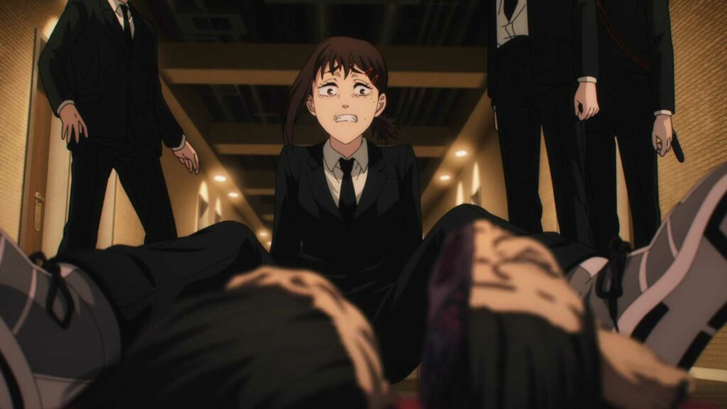 Kobeni in Chainsaw Man falling down