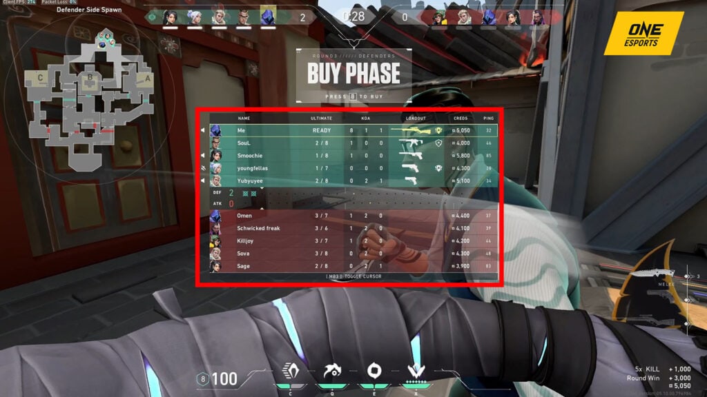 Valorant HUD score board