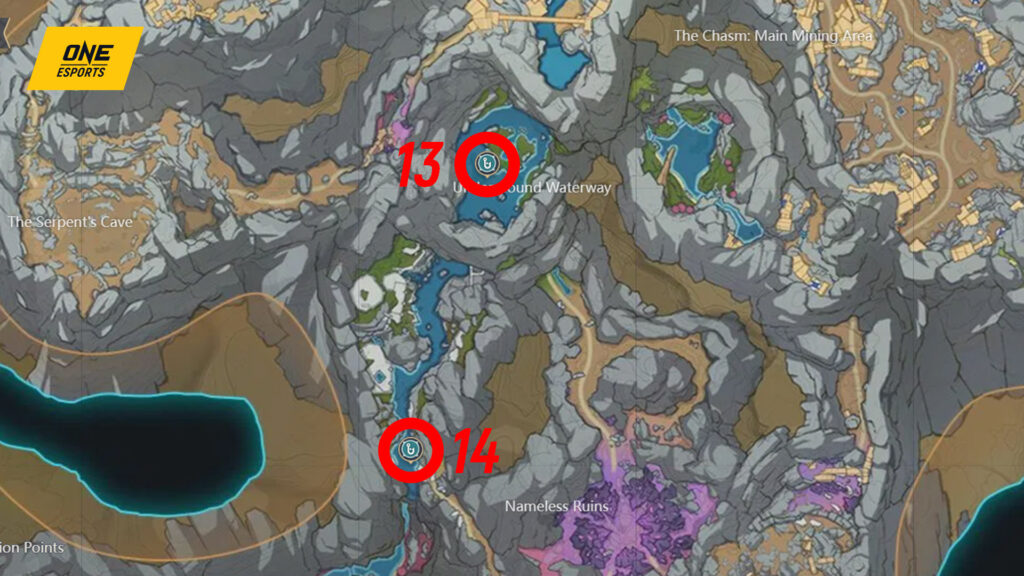 Genshin Impact fishing spots and locations in The Chasm, Liyue