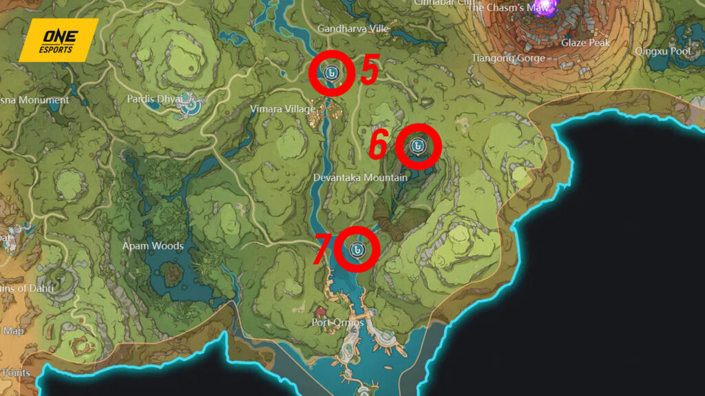 Genshin Impact Fishing spot locations in Sumeru