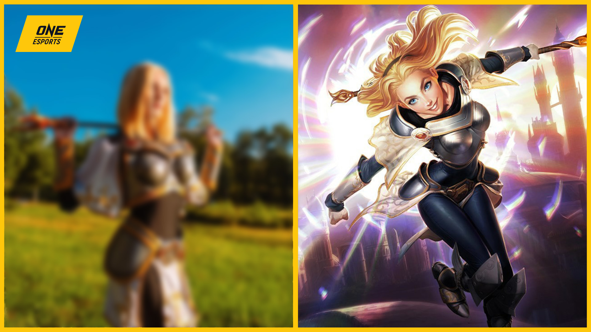 Lux (League of Legends) brilha em cosplay da skin Lovestruck, criado por onizu_cosplays