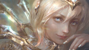 Elementalist Lux skin loading screen in League of Legends featuring the champion's Light form
