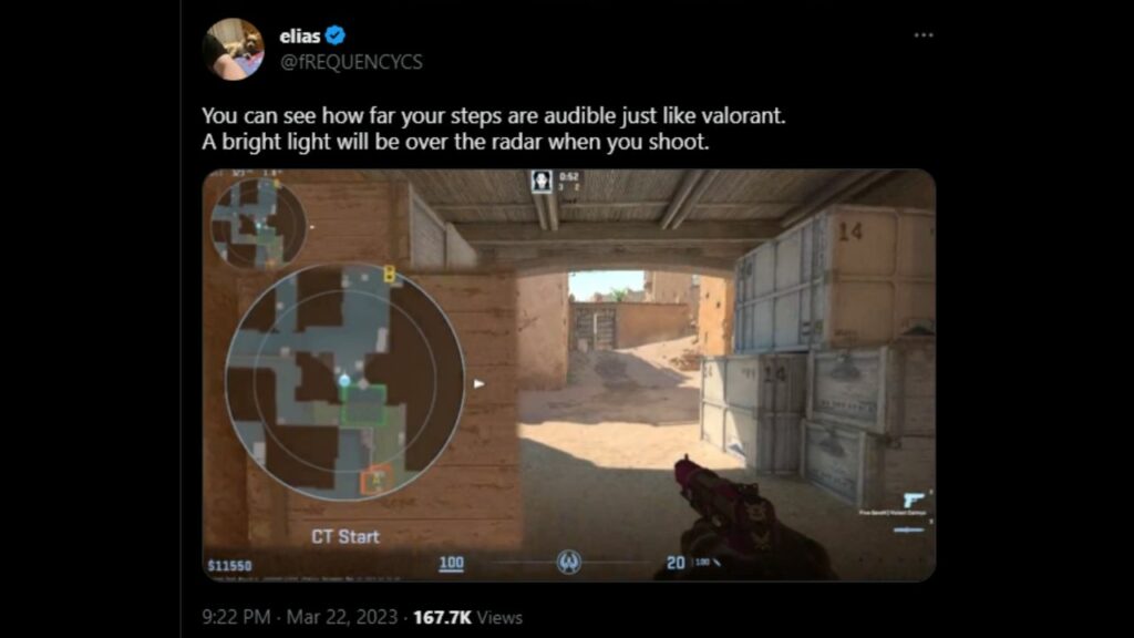 fREQUENCY shows off audible footsteps indicator on radar in Counter-Strike 2