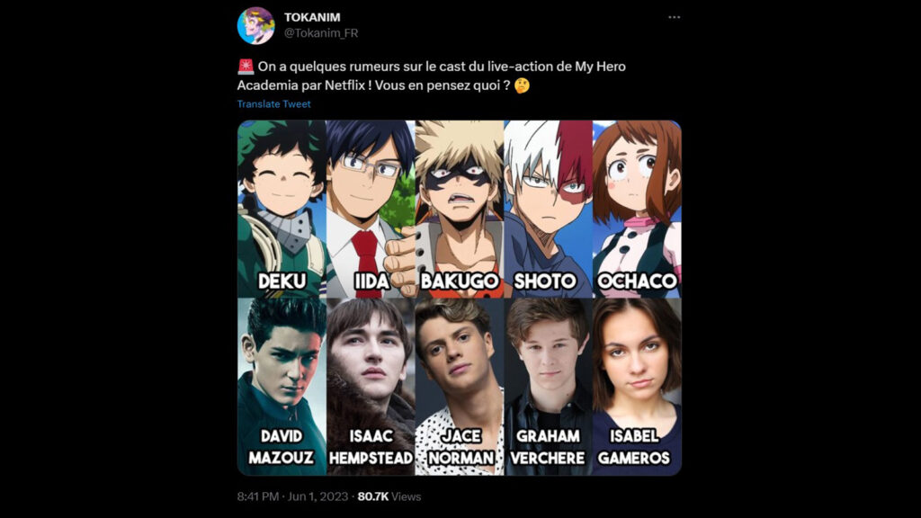 My Hero Academia live action movie cast leaked