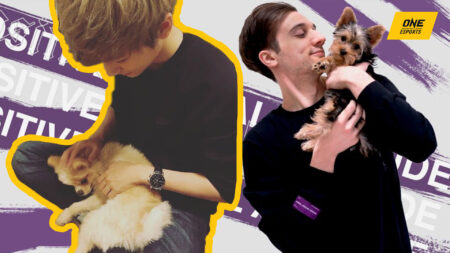 Esports players Peanut and Arteezy and their pets