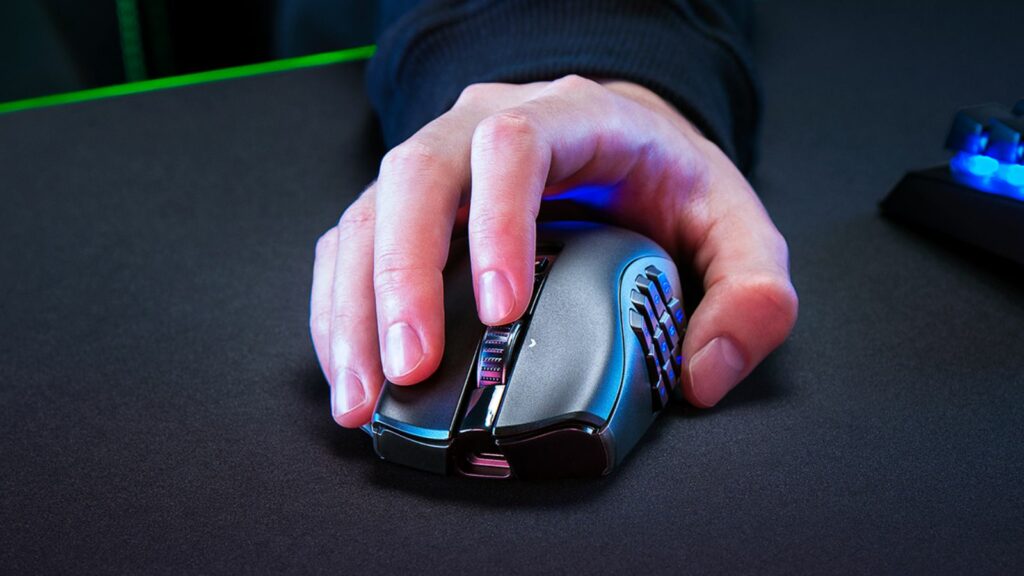 Hand gripping the Razer Naga V2 Pro Wireless