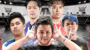 MPL ID Season 12 players Alberttt of ONIC Esports, Ferxiic of RRQ, VYN of Bigetron Alpha, REKT of Alter Ego, and Naomi of RRQ.