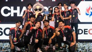 RSG Slate SG pose for a photo after winning their third straight championship in MPL SG Season 5 at the Suntec City Mall, Atrium last April 2.