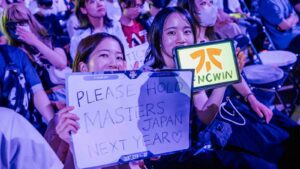 Fans in the audience at VALORANT Masters Tokyo Grand Finals at Makuhari Messe on June 25, 2023 in Chiba, Japan