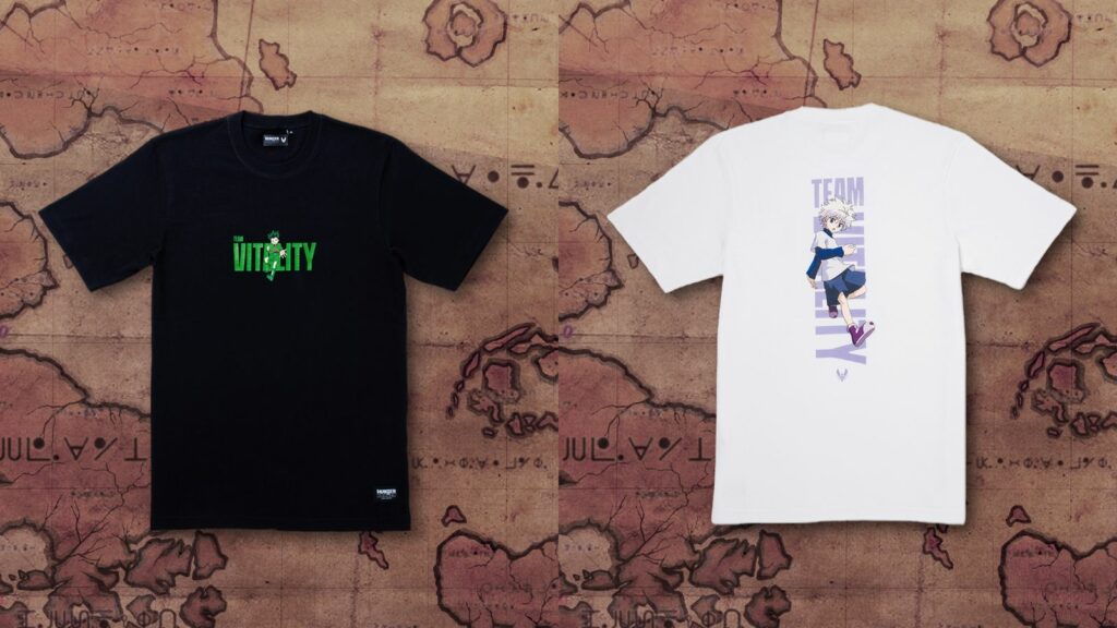 Team Vitality, Hunter x Hunter collab: Black Gon tee, white Killua tee