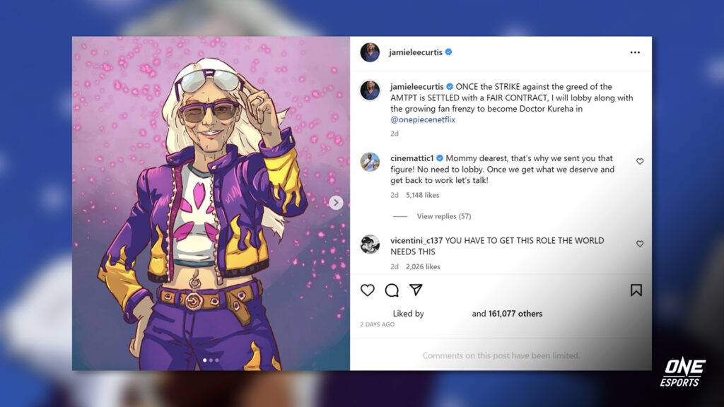 Jamie Lee Curtis posts a fan art of her as Dr. Kureha playing in the One Piece live action