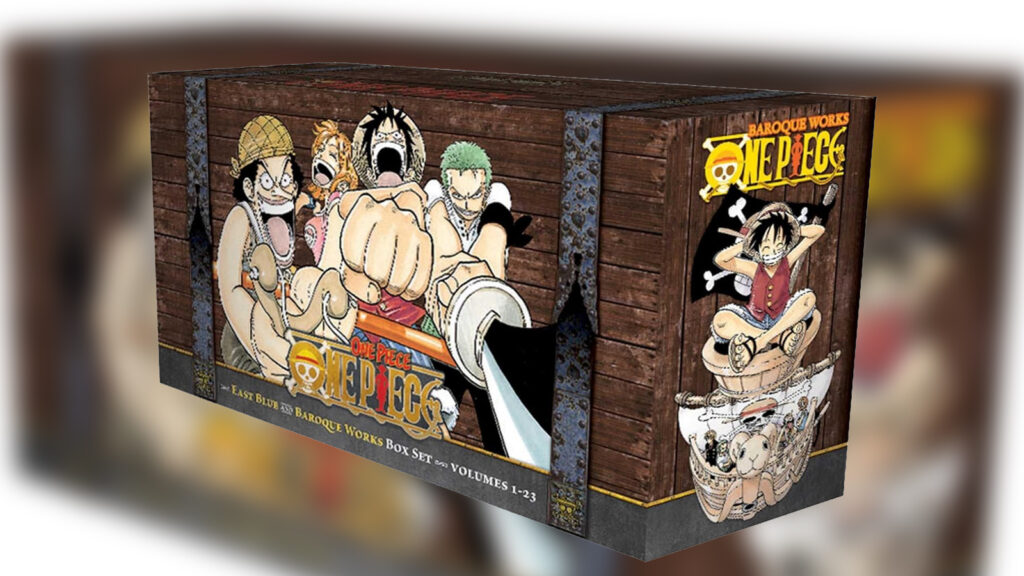 One Piece Box Set: East Blue and Baroque Works, Volumes 1-23 (One Piece Box Sets)

This box set includes volumes 1-23, which comprise the first two story arcs, East Blue and Baroque Works. With exclusive premiums and great savings over buying the individual volumes, this set is a pirate’s treasure for any manga fan!