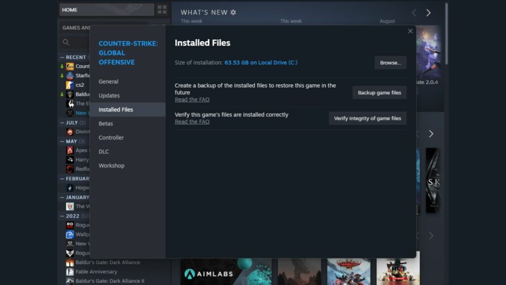 Fix the VAC unable to verify game session by verifying integrity of game files