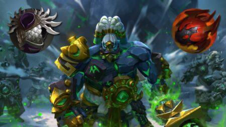 Earth Spirit The Jade General loading screen, with Blademail (top left) and Heart of Tarrasque (top right) icons showing TI12 meta