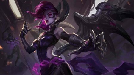 Blade Mistress Morgana skin in League of Legends official wallpaper splashart