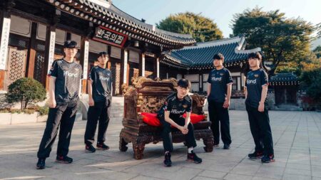 T1 at the League of Legends World Championship 2023 Swiss Features Day on October 16, 2023 in Seoul, South Korea
