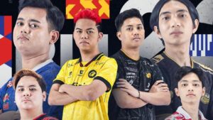 Players from MPL ID Season 12 playoffs teams -- SANZ of ONIC Esports, Ferxiic of RRQ, Luke of Geek Fam, AudyTzy of Rebellion Zion, Kyy of Bigetron Alpha, and Watt of Dewa United Esports