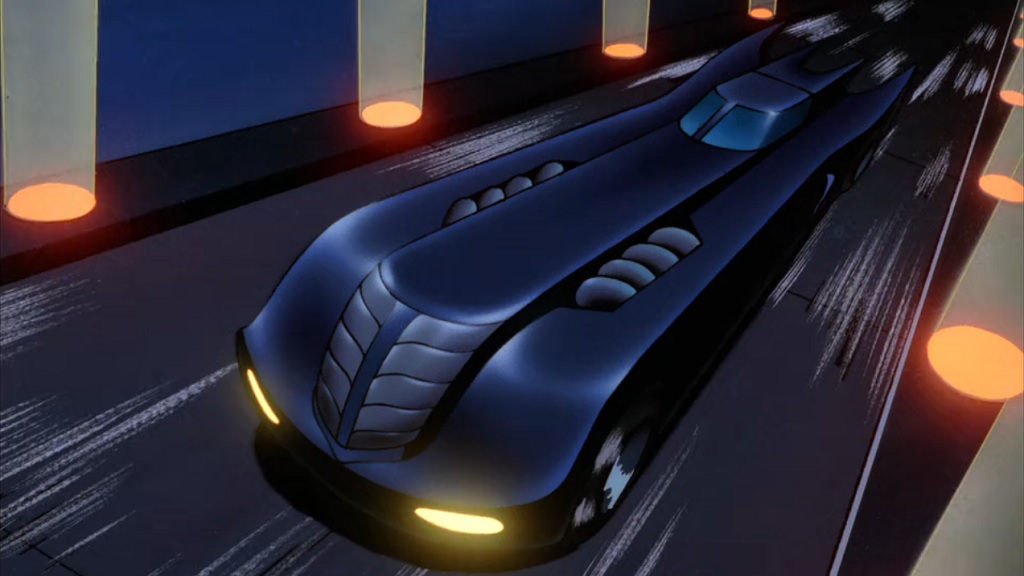 The Batmobile as shown in the Batman The Animated Series intro