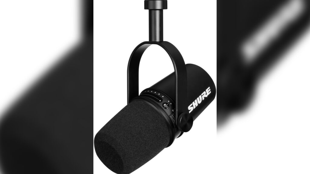 Shure MV7 USB Microphone for Podcasting, Recording, Live Streaming & Gaming, Built-in Headphone Output, All Metal USB/XLR Dynamic Mic, Voice-Isolating Technology, TeamSpeak & Zoom Certified – Black