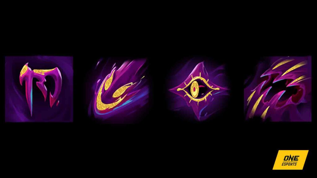 Hwei ability icons for Subject: Torment - Grim Visage, Gaze of the Abyss, Crushing Maw