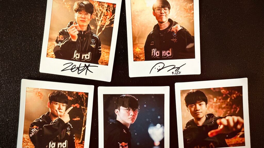 League of Legends collection of T1's polaroid photos 2023 Worlds finals