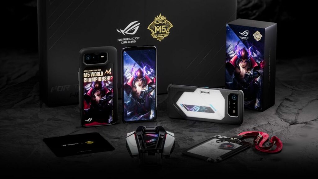ROG Phone 6D MLBB M5 edition gift box and included accessories