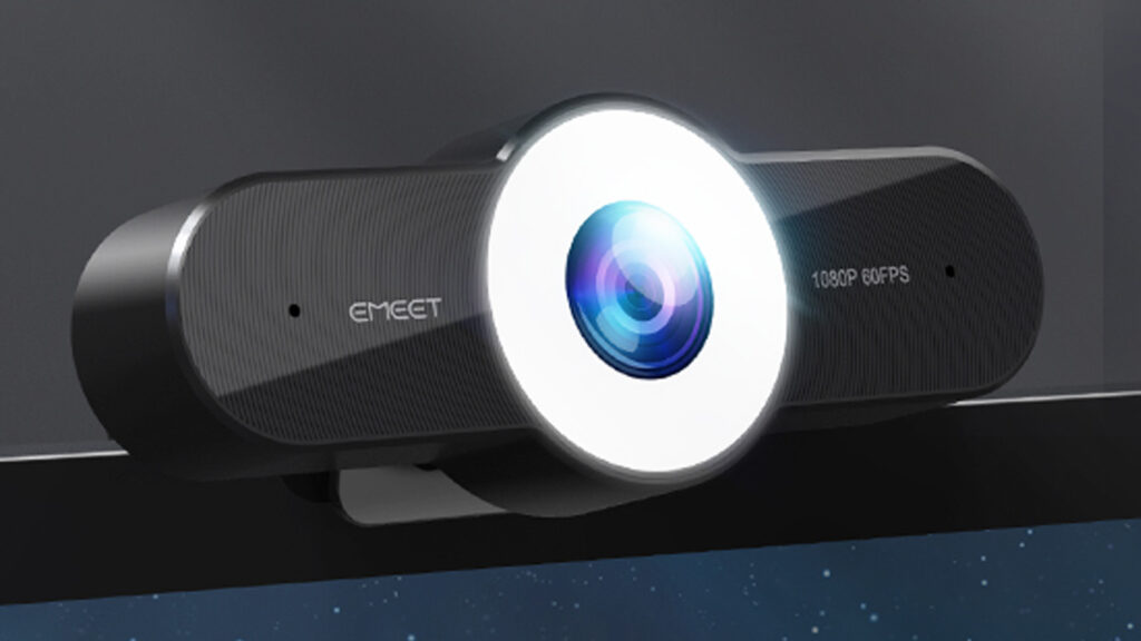EMEET 1080P Webcam with Microphone - 60FPS Streaming Camera with Light, 3 Level Lights, 2 Noise-Cancelling Mics, C970L Computer Camera with Privacy Mode, Autofocus HD Webcam for Meeting/Gaming/Class