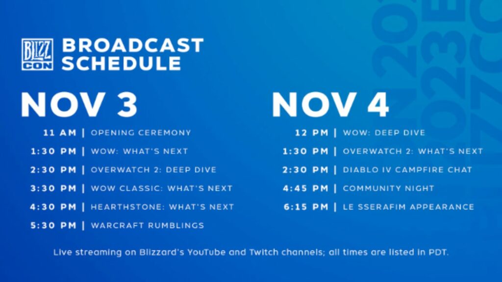 BlizzCon 2023 schedule