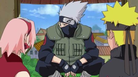 Sakura, Kakashi, and Naruto having a conversation in episode 222 of Naruto: Shippuden