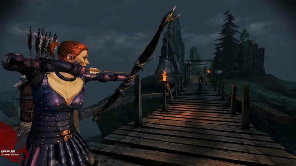 Dragon Age Origins: Ultimate Edition for PC official screenshot of archer raising her bow