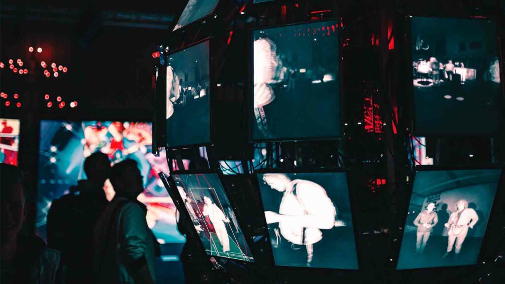 Digital screens showing gaming technology as a metaphor for AI in video games