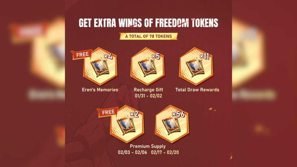MLBB x AOT Wings of Freedom tokens