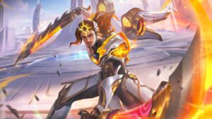 Splash art of Adlaw's Chosen Lapu-Lapu Collector skin in Mobile Legends: Bang Bang