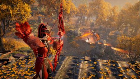 Viper Ning drawing a bow in official in-game Naraka Bladepoint screenshot