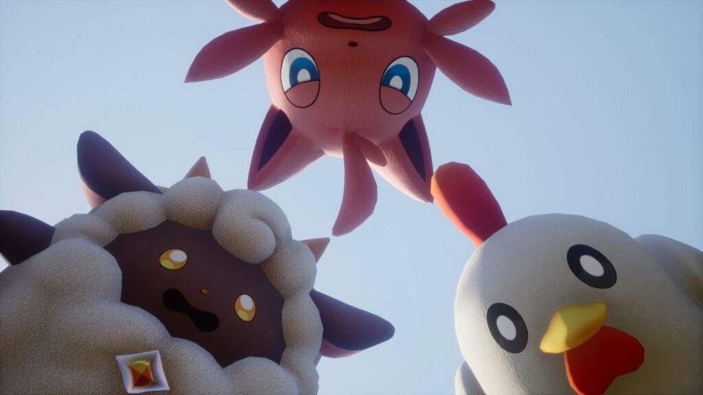 Palworld opening scene Lamball, Cattiva, Chikipi