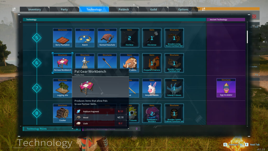 Palworld how to get mounts in Palword fast Pal Gear Workbench screenshot