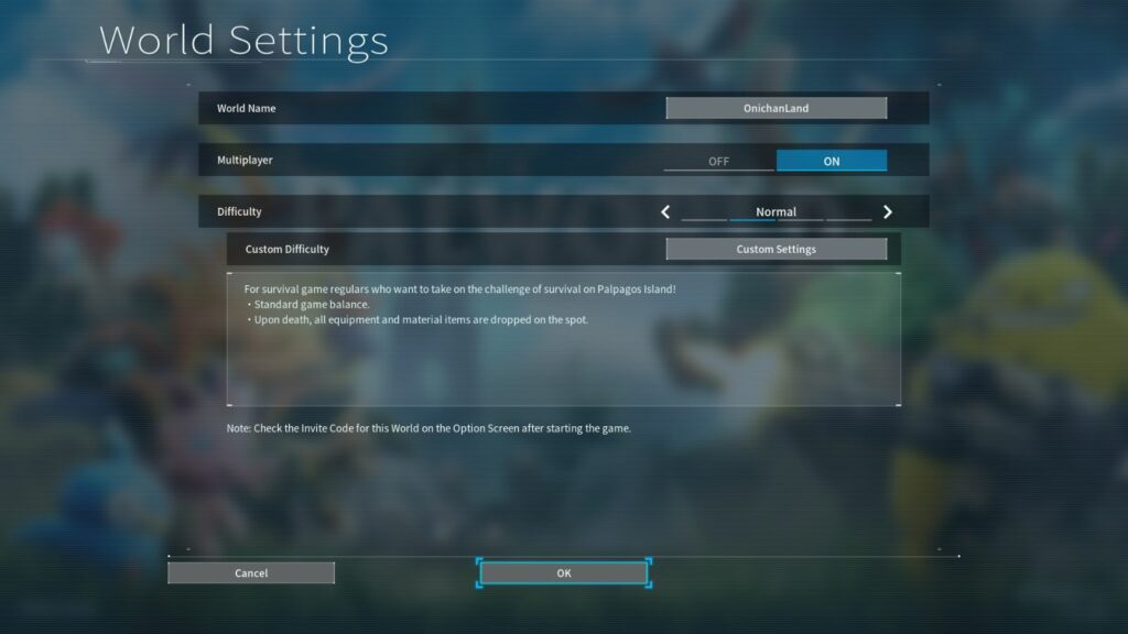 Palworld world settings
