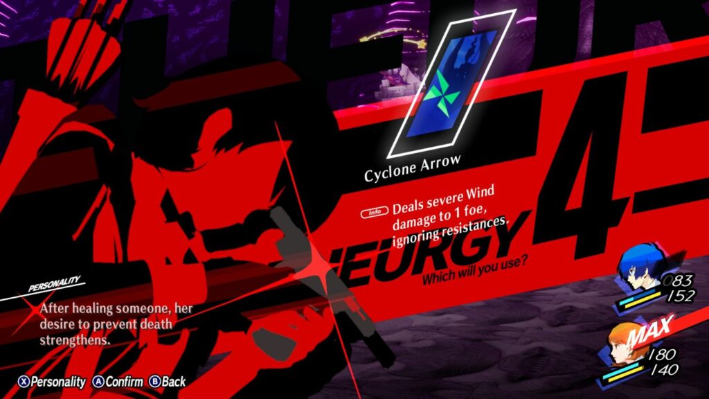Yukari Takeba's Theurgy in Persona 3 Reload